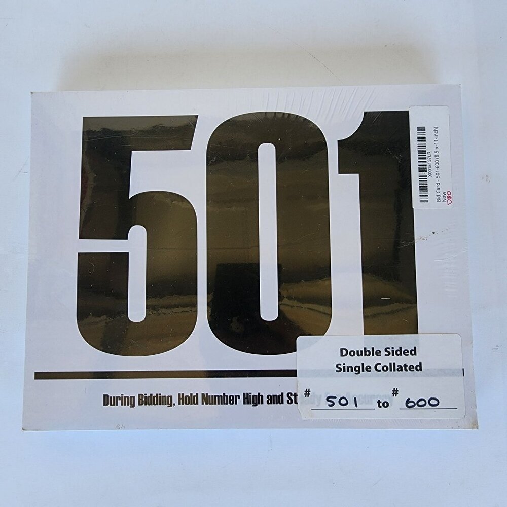 Auction numbers 501-600 Big Number Cards